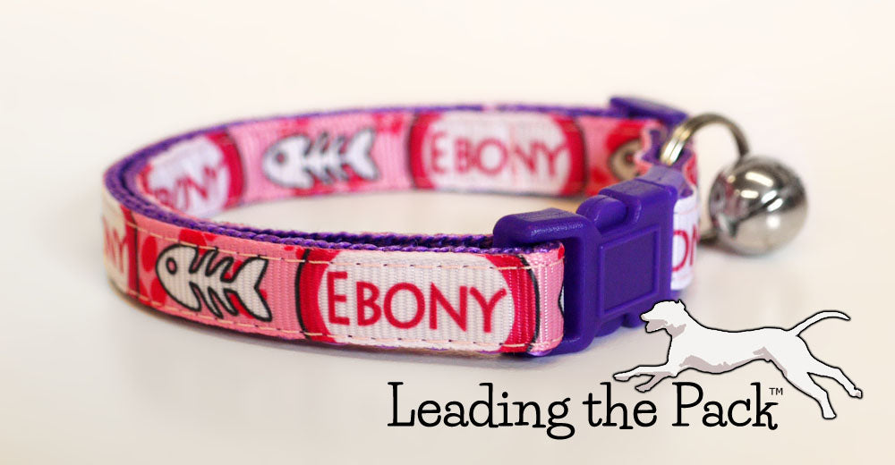 Personalised fish bones cat collars