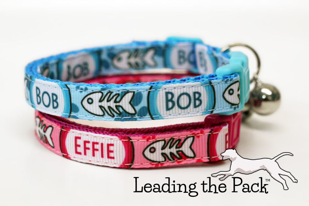 Personalised fish bones cat collars