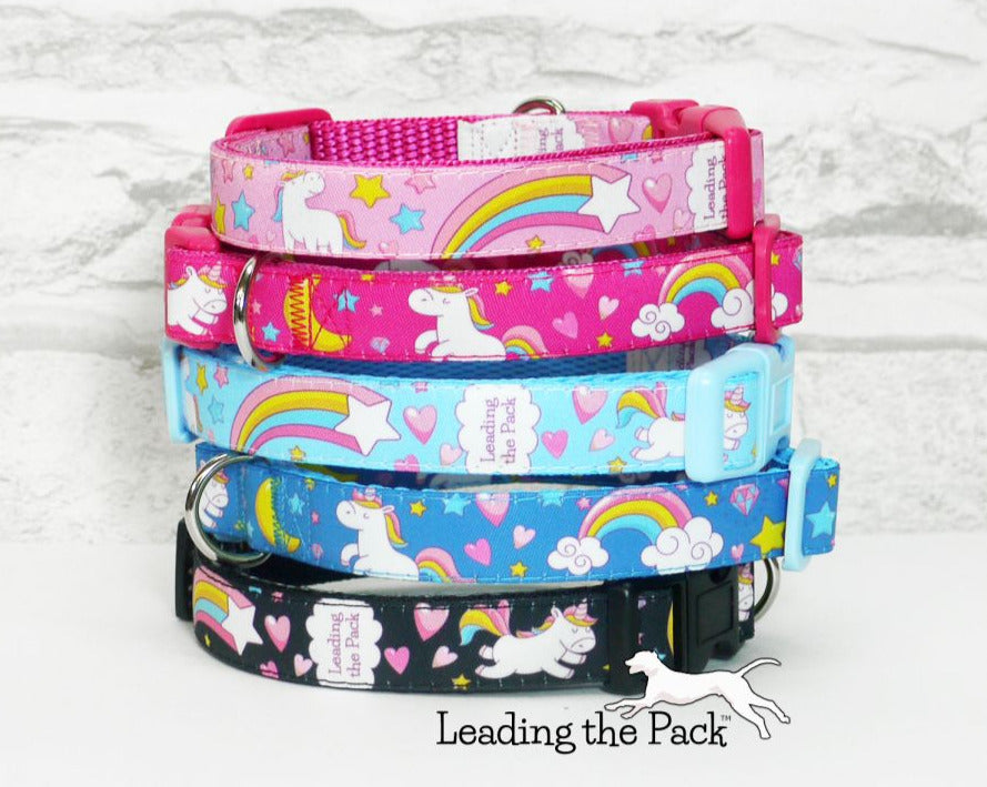 Happy unicorns 15mm dog collars & leads