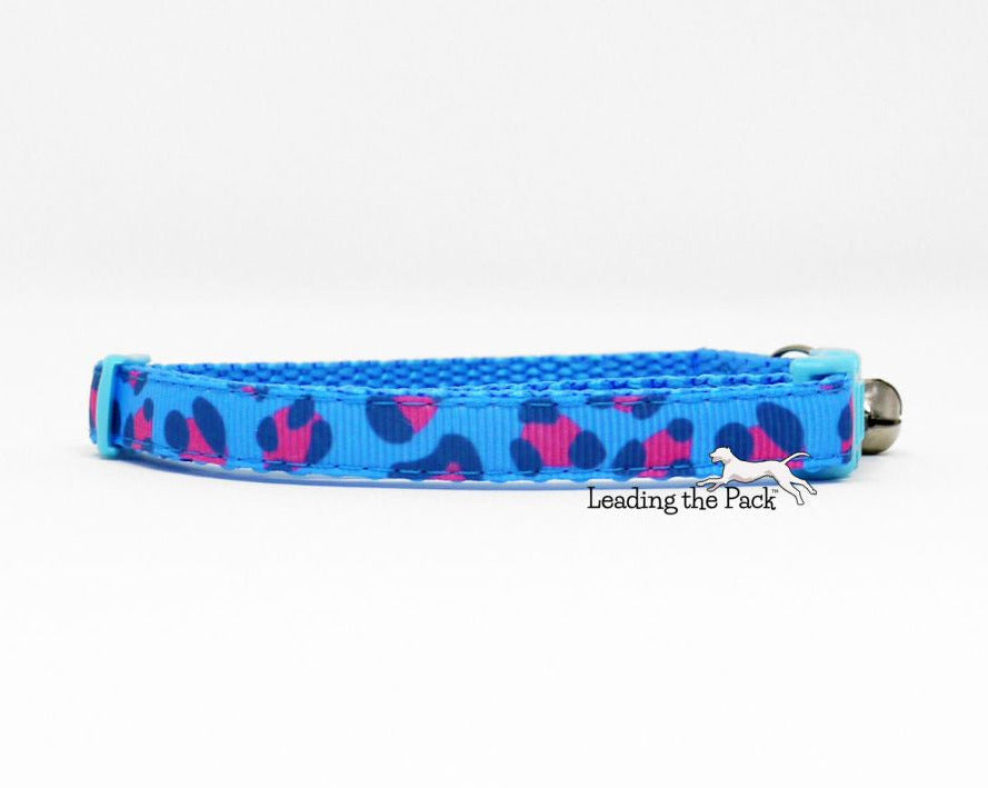 Blue-pink leopard 10mm collars and leads