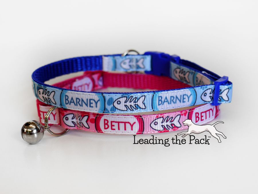 Personalised fish bones cat collars