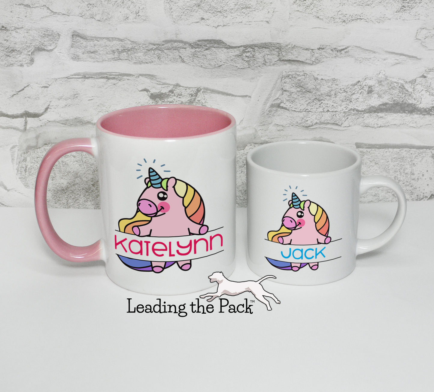 Personalised rainbow unicorn mug