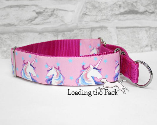 Pastel unicorns 40mm dog collars & leads