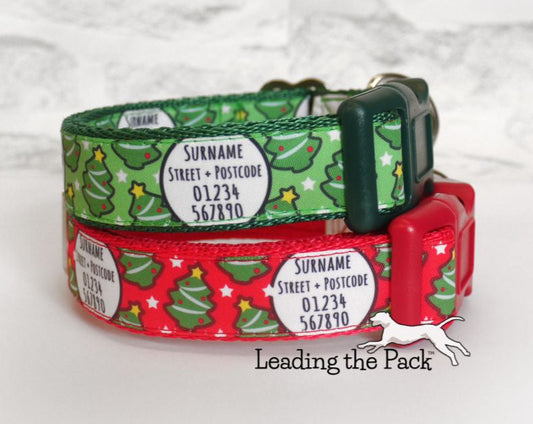 Personalised contact Christmas trees 20/25mm dog collars & leads