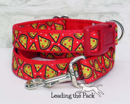 Red pizza 20/25mm dog collars & leads