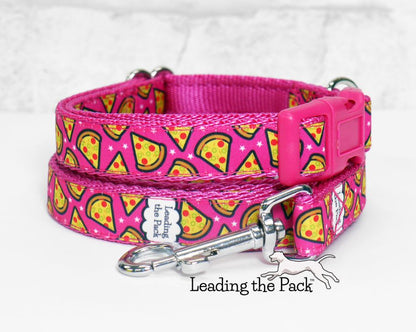 Pink pizza 20/25mm dog collars & leads