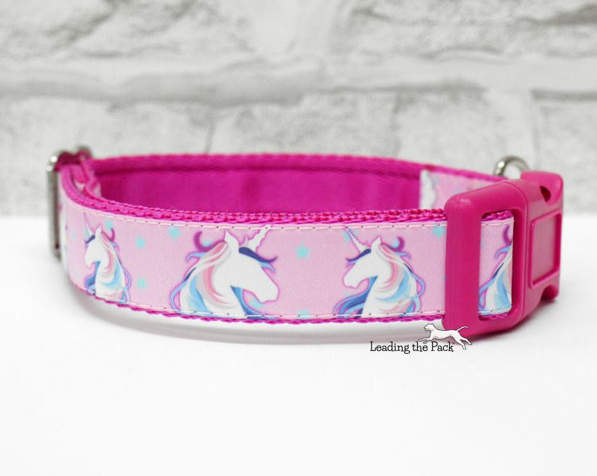 Pastel unicorns 20/25mm dog collars & leads