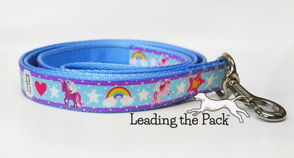 Blue unicorns 20/25mm dog collars & leads