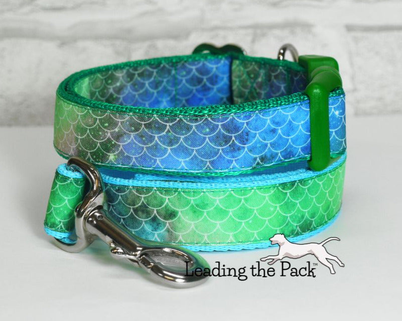 Green-blue scales 20/25mm dog collars & leads