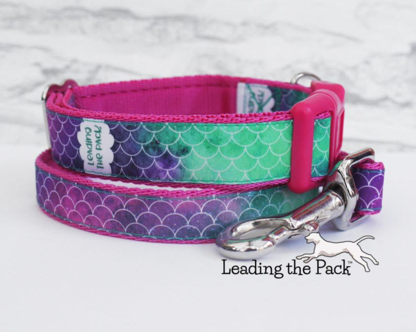 Green-pink scales 20/25mm dog collars & leads