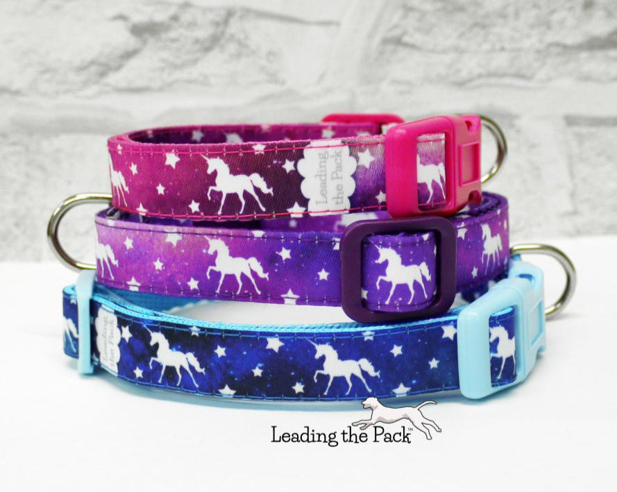 Galaxy unicorns 15mm dog collars & leads