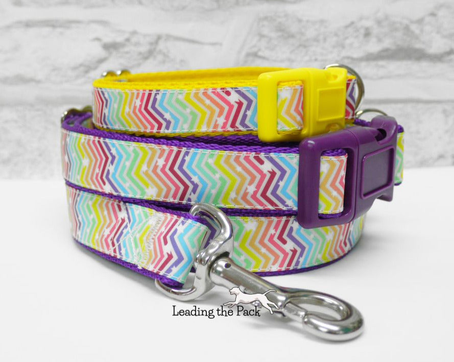 Rainbow chevrons 20/25mm dog collars & leads