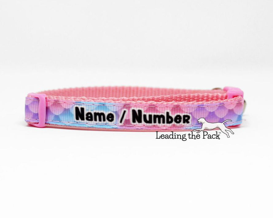 Personalised contact blue-pink scales 10mm collars and leads