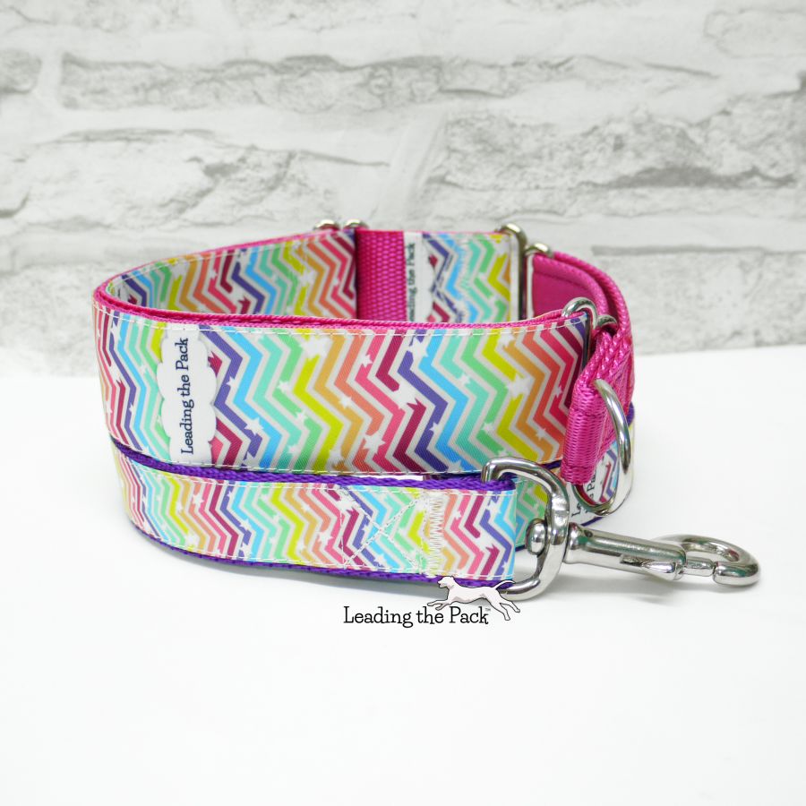 Rainbow chevrons 40mm dog collars & leads