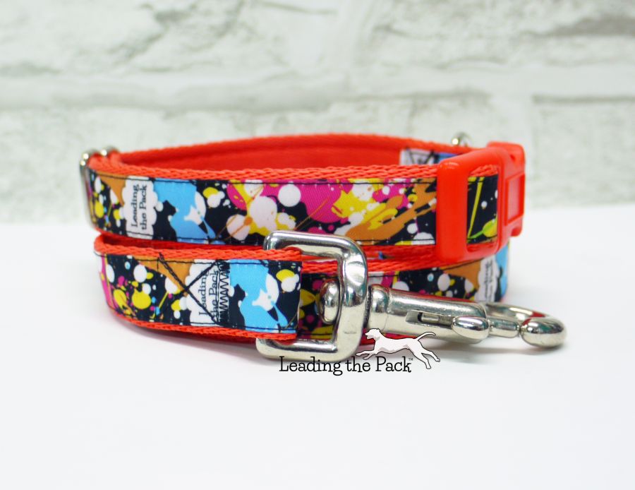 Paint splatter 20/25mm dog collars & leads