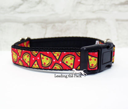 Red pizza 20/25mm dog collars & leads