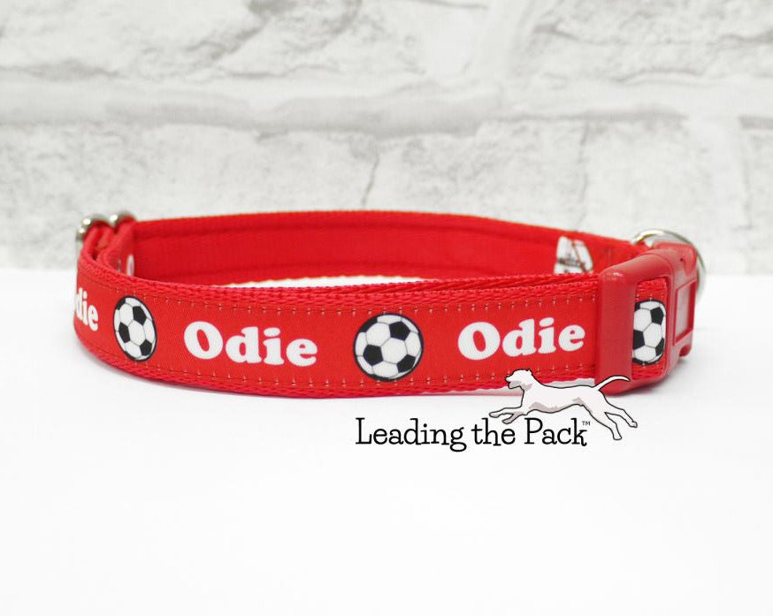 Personalised football 20/25mm dog collars & leads