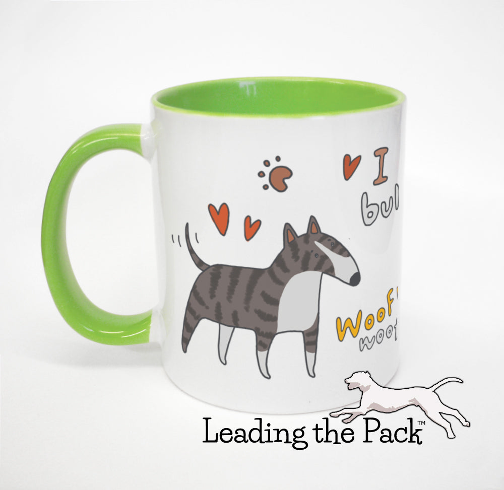 I love my bull terrier cartoon mug