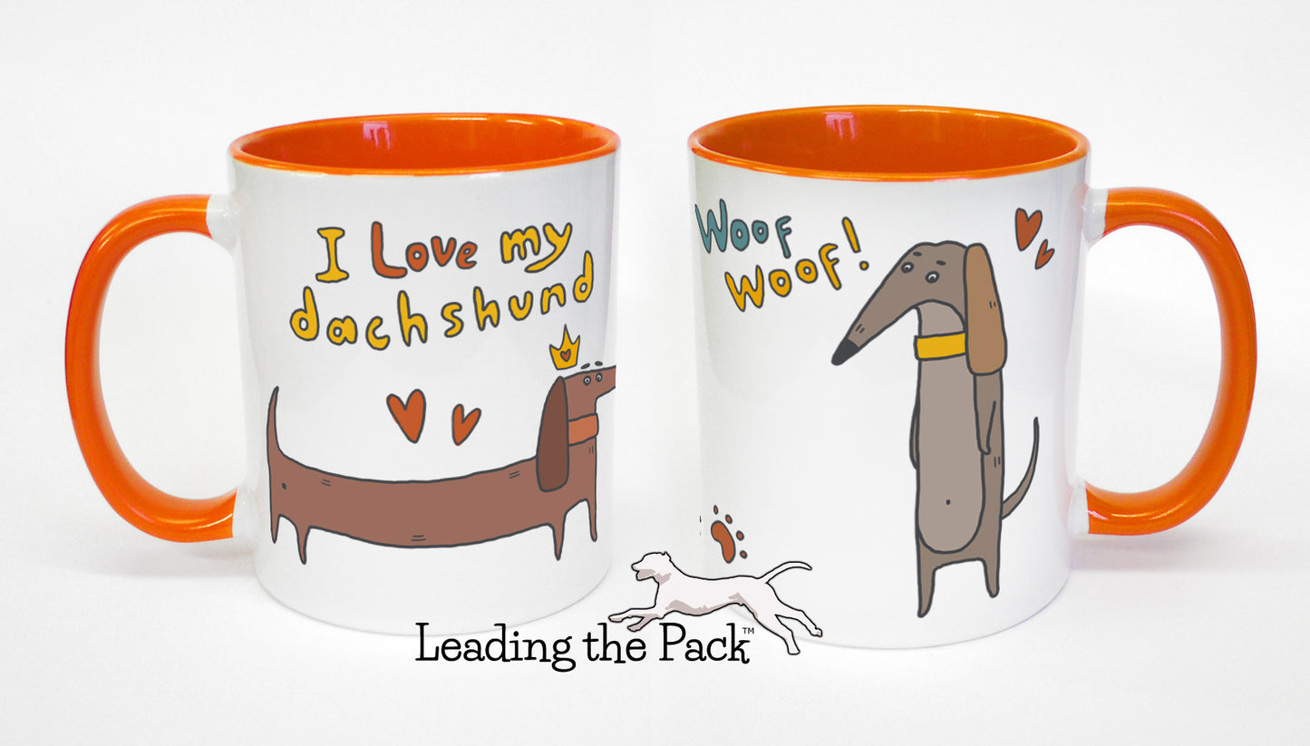 I love my dachshund cartoon mug