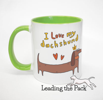 I love my dachshund cartoon mug