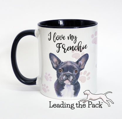 I love my frenchie black mug