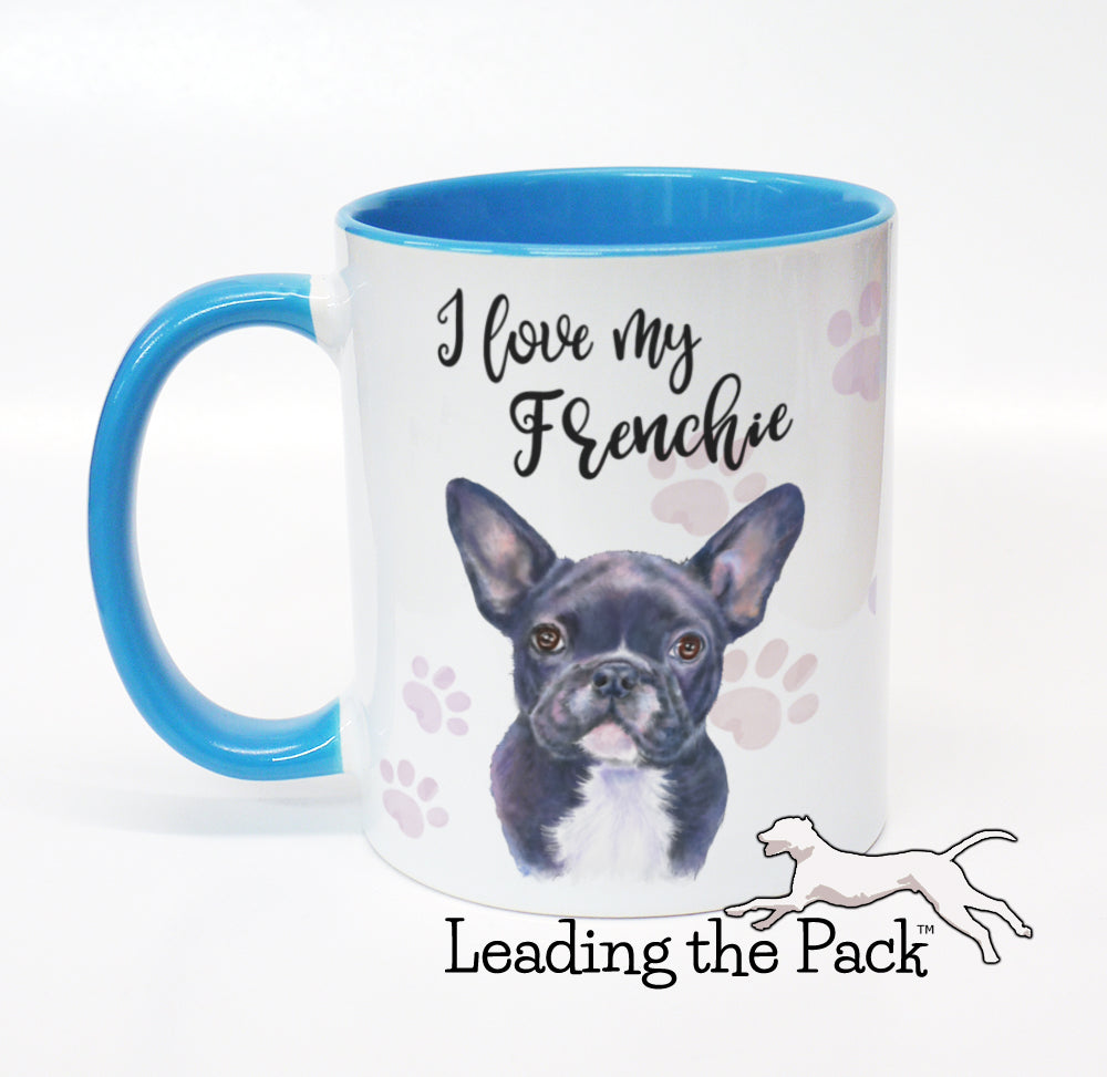 I love my frenchie black mug