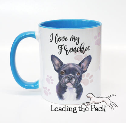 I love my frenchie black mug