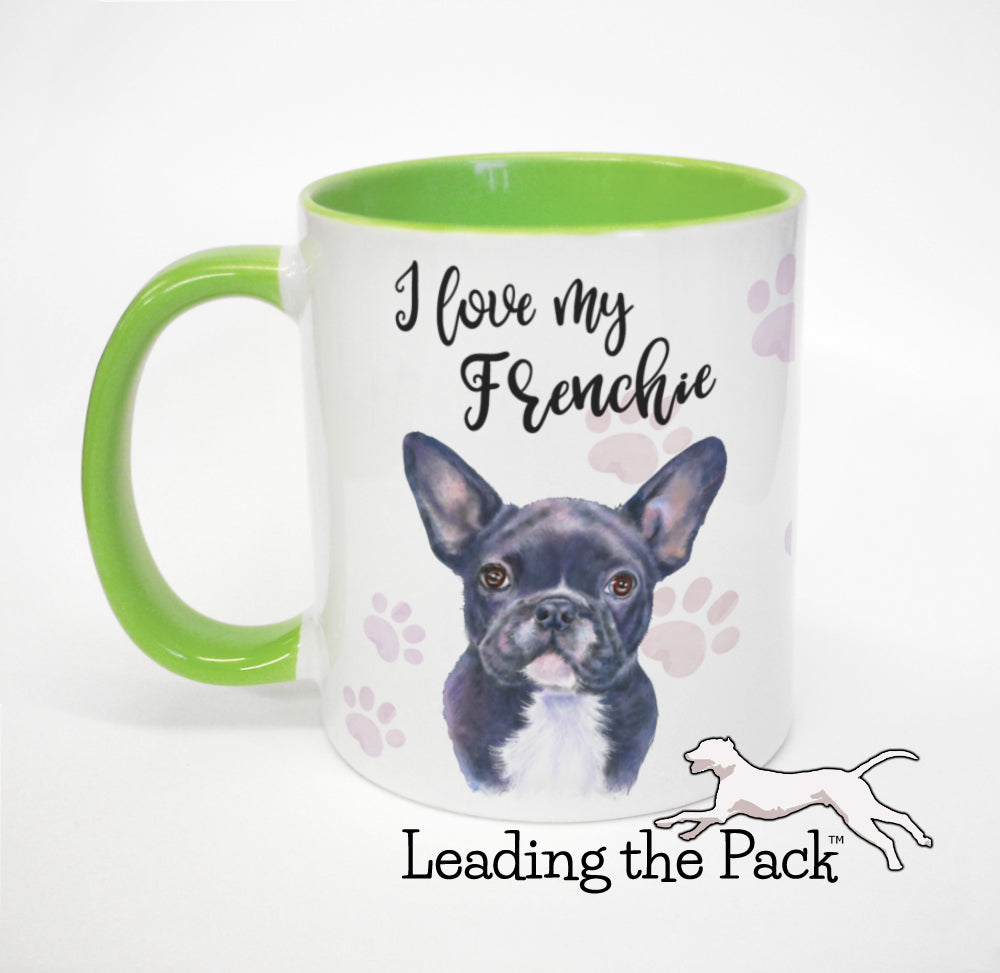 I love my frenchie black mug