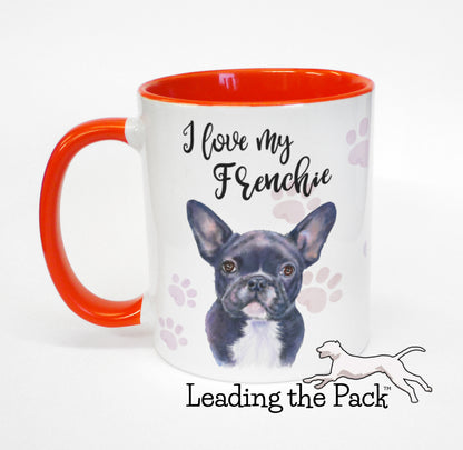 I love my frenchie black mug