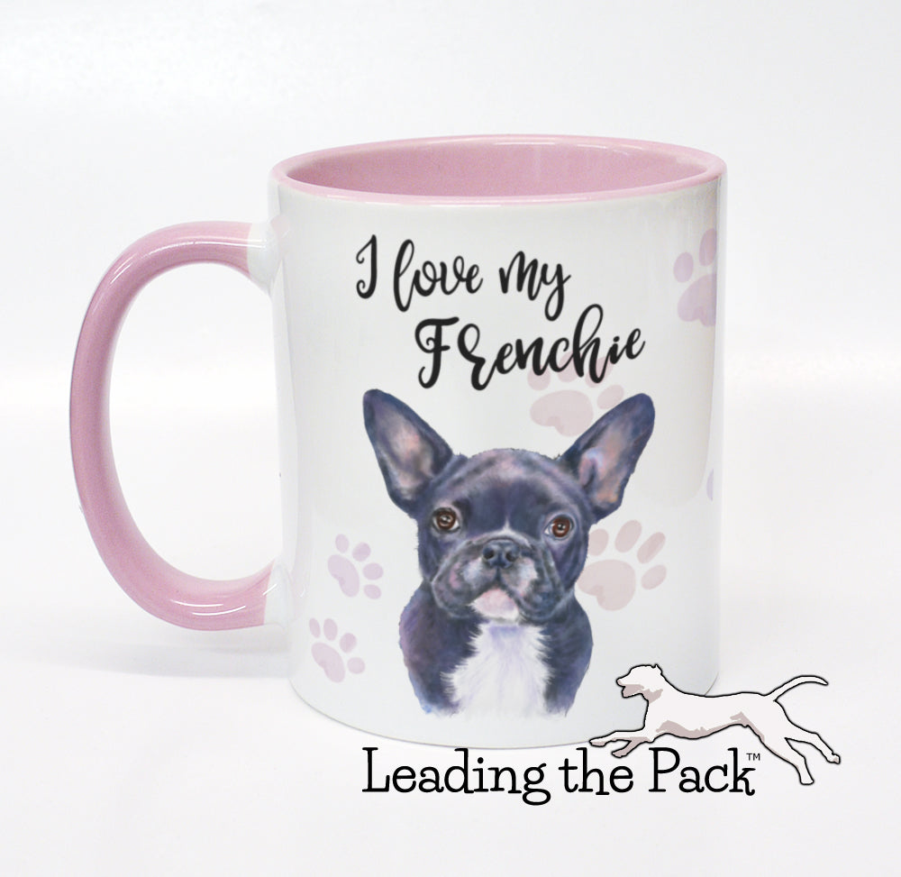 I love my frenchie black mug