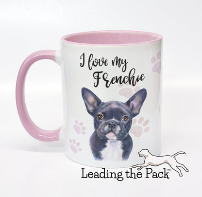 I love my frenchie black mug