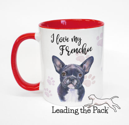 I love my frenchie black mug