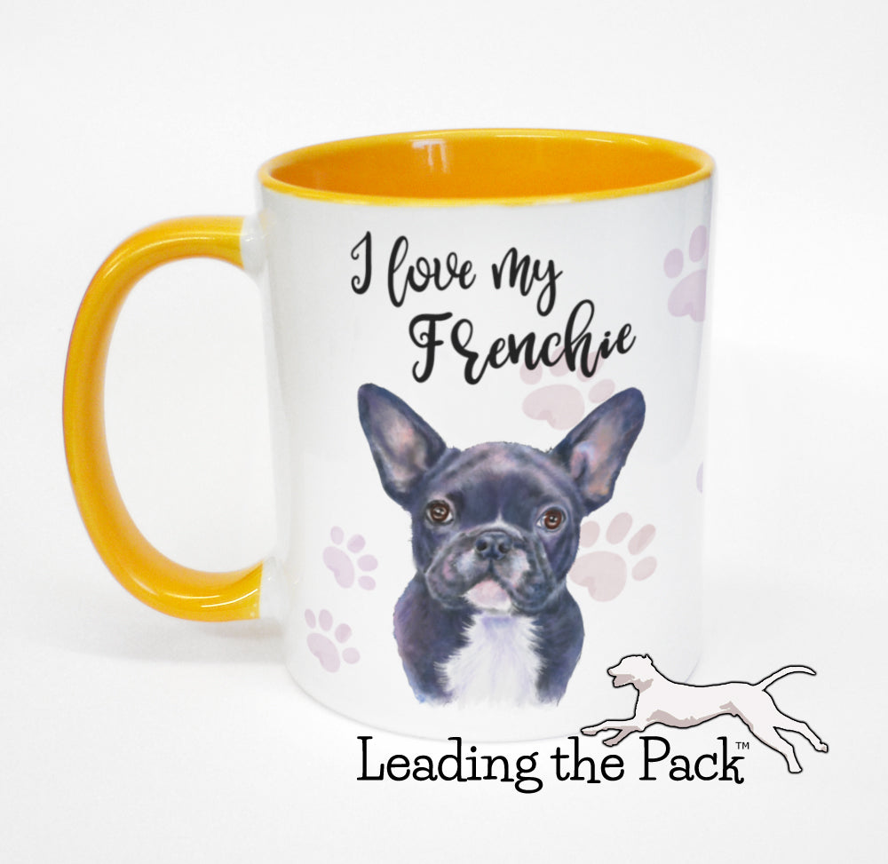 I love my frenchie black mug