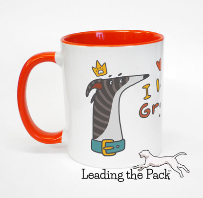 I love my greyhound cartoon mug