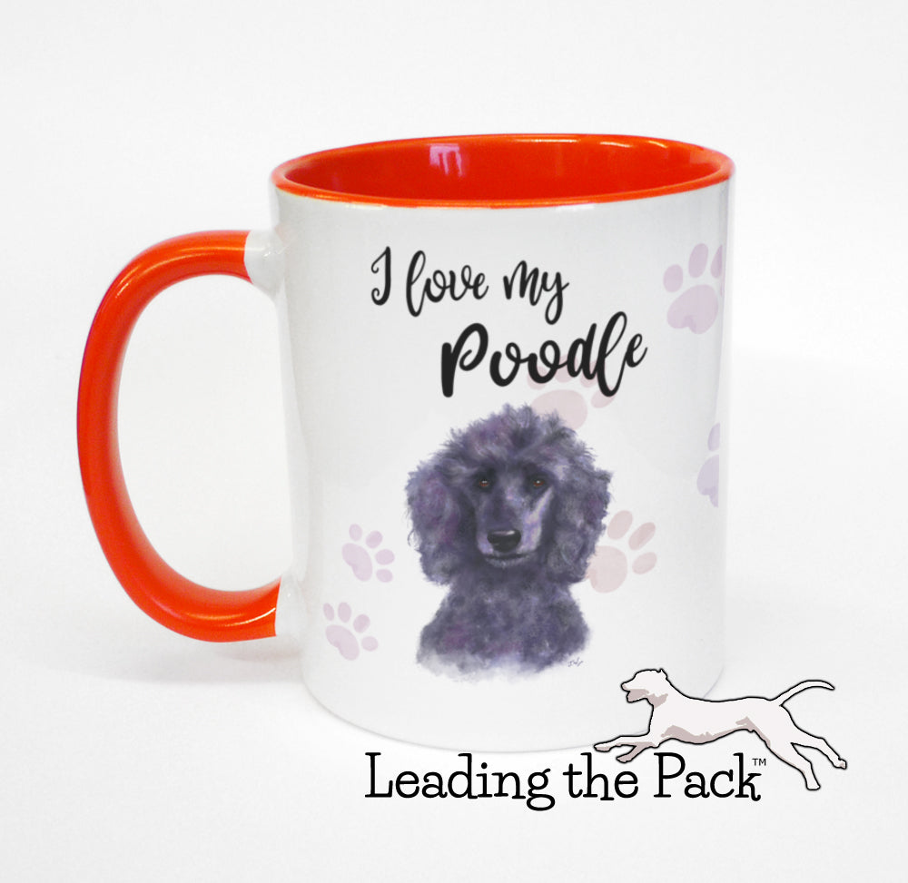 I love my poodle black mug