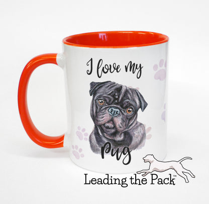 I love my pug black mug