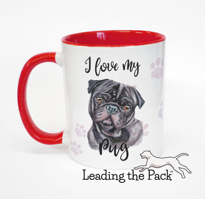 I love my pug black mug