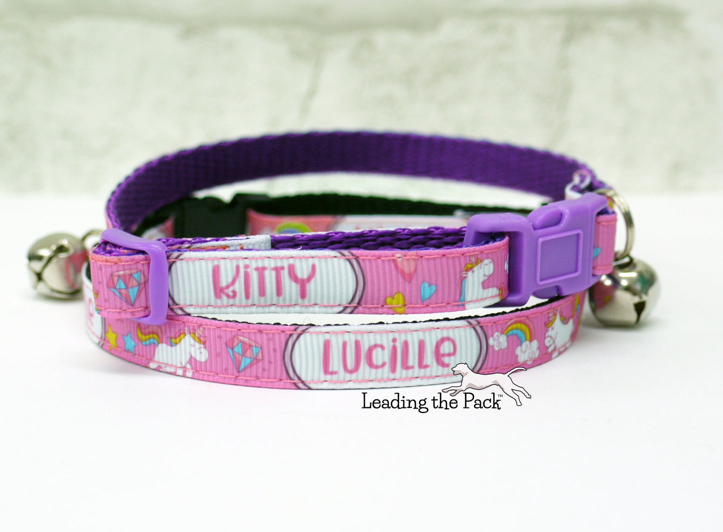 Personalised unicorn name 10mm collars and leads