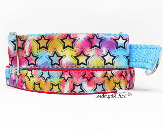 Tie dye stars 40mm dog collars & leads