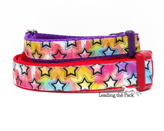 Tie dye stars 20/25mm dog collars & leads